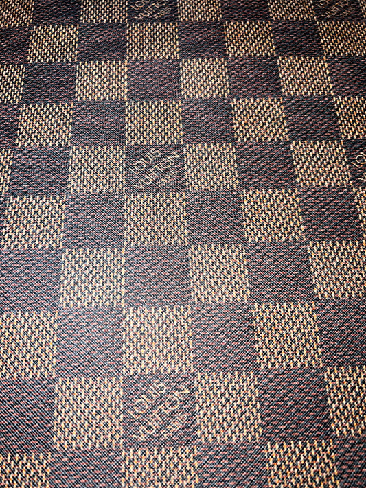 Brown Black Checkerboard Faux Leather Sheet – 9x12