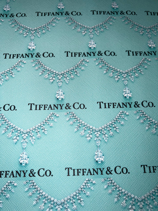Aqua Silver Jewelry Print Faux Leather Sheet – 9x12