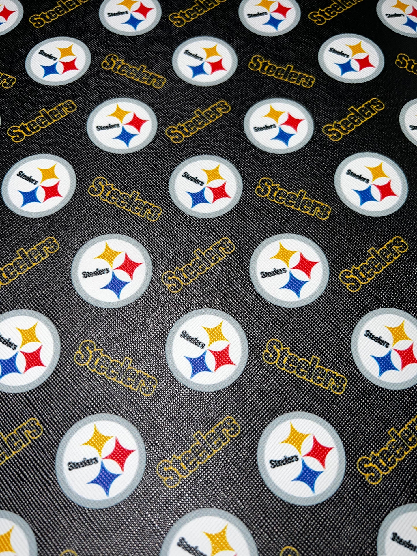 Black Gold Football Circle Faux Leather Sheet – 9x12