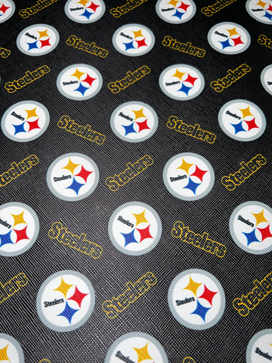 Black Gold Football Circle Faux Leather Sheet – 9x12