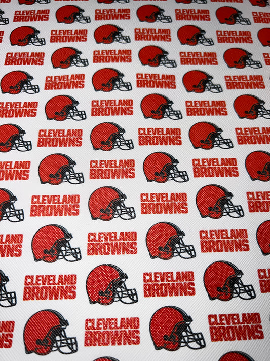 White Orange Helmet Print Faux Leather Sheet – 9x12