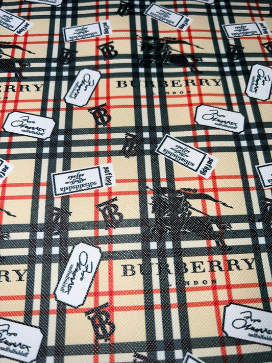 Tan Plaid Fashion Print Faux Leather Sheet – 9x12