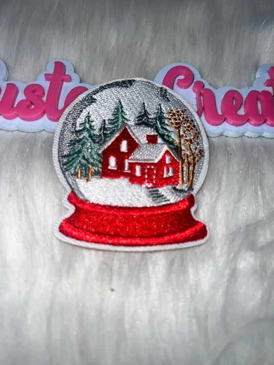 Red House Snow Globe Patch (Iron-On