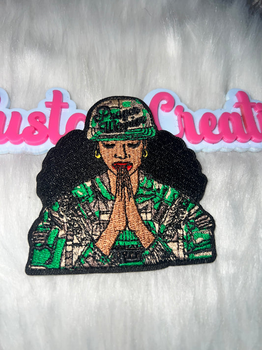 Praying Woman Patch – Green Money Print