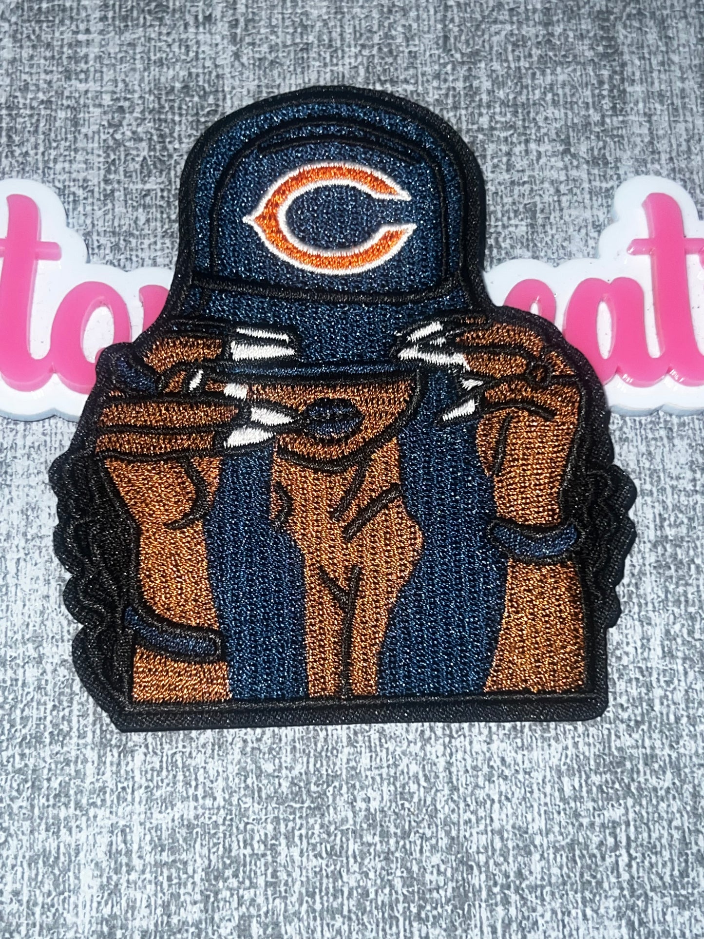 Navy Orange Cap Fan Woman Embroidered Patch – Iron-On Applique
