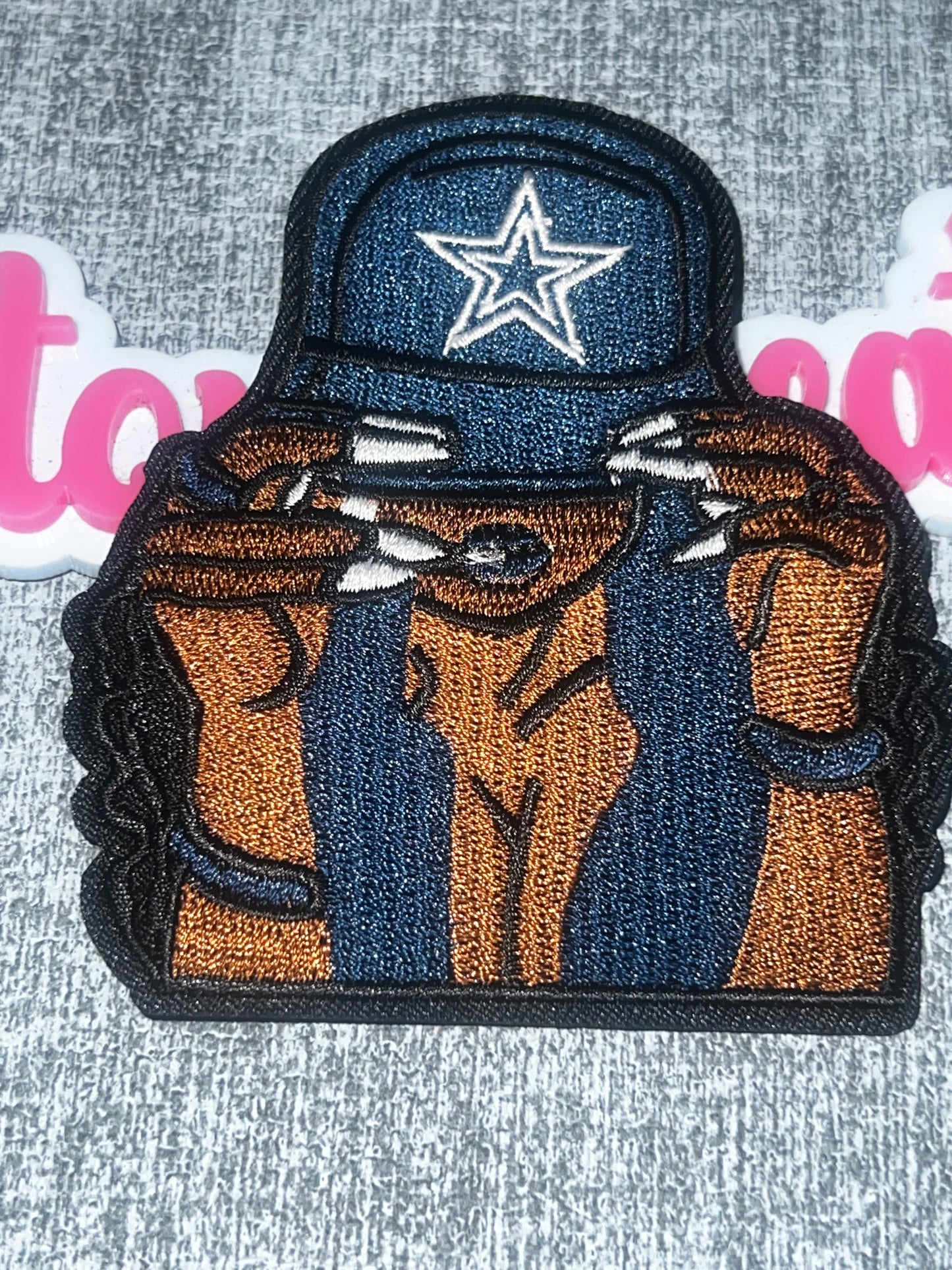 Navy Star Cap Football Fan Woman Embroidered Patch – Iron-On Applique