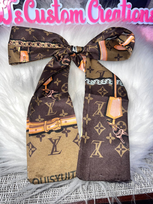 Brown & Gold Monogram Fashion Bow