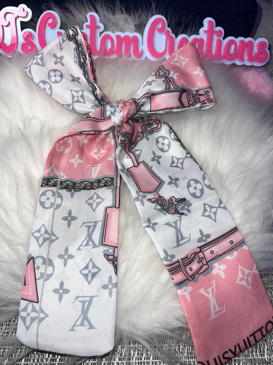 Pink & Cream Monogram Fashion Bow