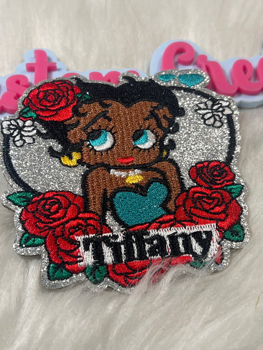 Melanin Beauty Rose Girl Iron-On Patch