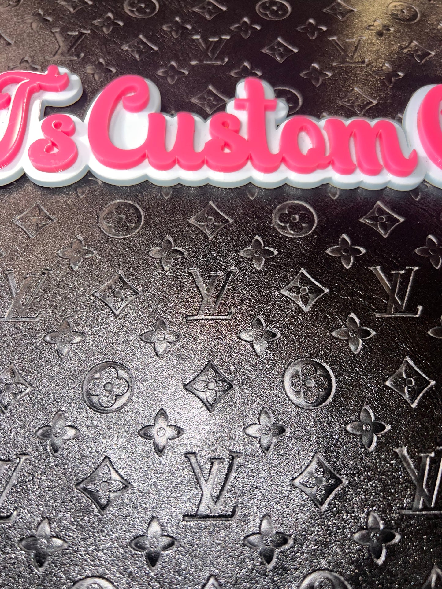 Black Embossed Monogram Faux Leather Sheet 9x12 – Faux Leather for Bows, Earrings & DIY Crafts