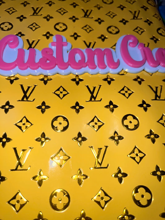Metallic Gold Embossed Monogram Faux Leather Sheet 9x12 – Faux Leather for Bows, Earrings & DIY Crafts