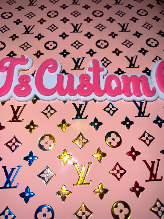 Pink Multicolor Metallic Embossed Monogram Faux Leather Sheet 9x12 – Faux Leather for Bows, Earrings & DIY Crafts