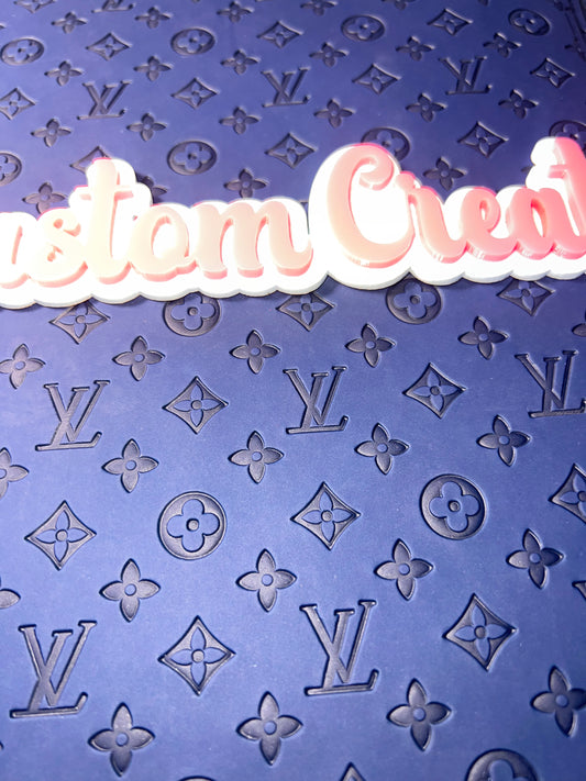 Matte Indigo Blue Embossed Monogram Faux Leather Sheet 9x12 – Faux Leather for Bows, Earrings & DIY Crafts
