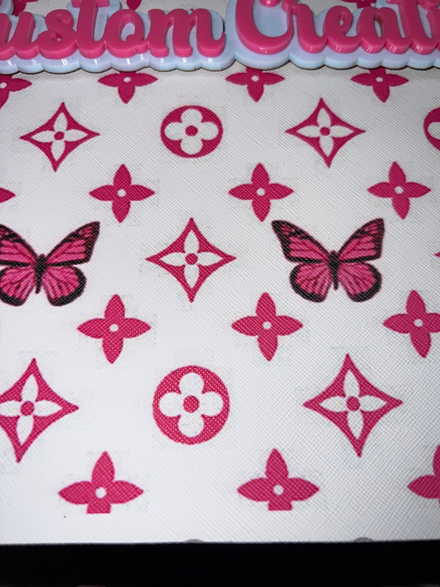 White & Pink Butterfly Monogram Faux Leather Sheet 9x12 – Faux Leather for Bows, Earrings & DIY Crafts