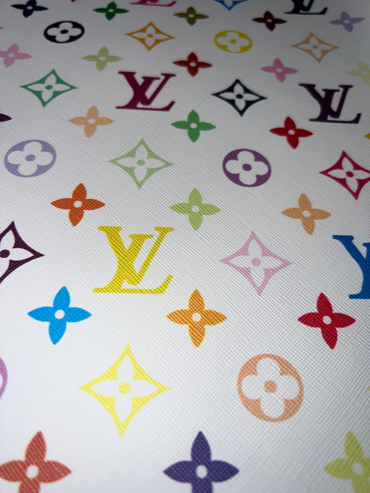 Multicolor Monogram Faux Leather Sheet 9x12 – Faux Leather for Bows, Earrings & DIY Crafts