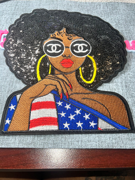 Statement Glam Girl Patch – Sequin & Embroidery