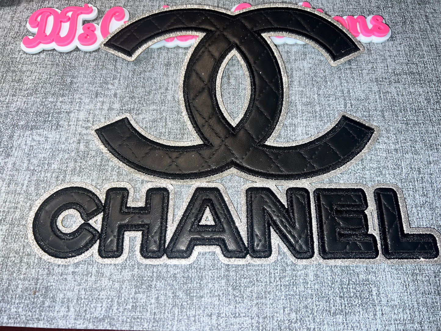 Quilted Double Letter Patch – Black