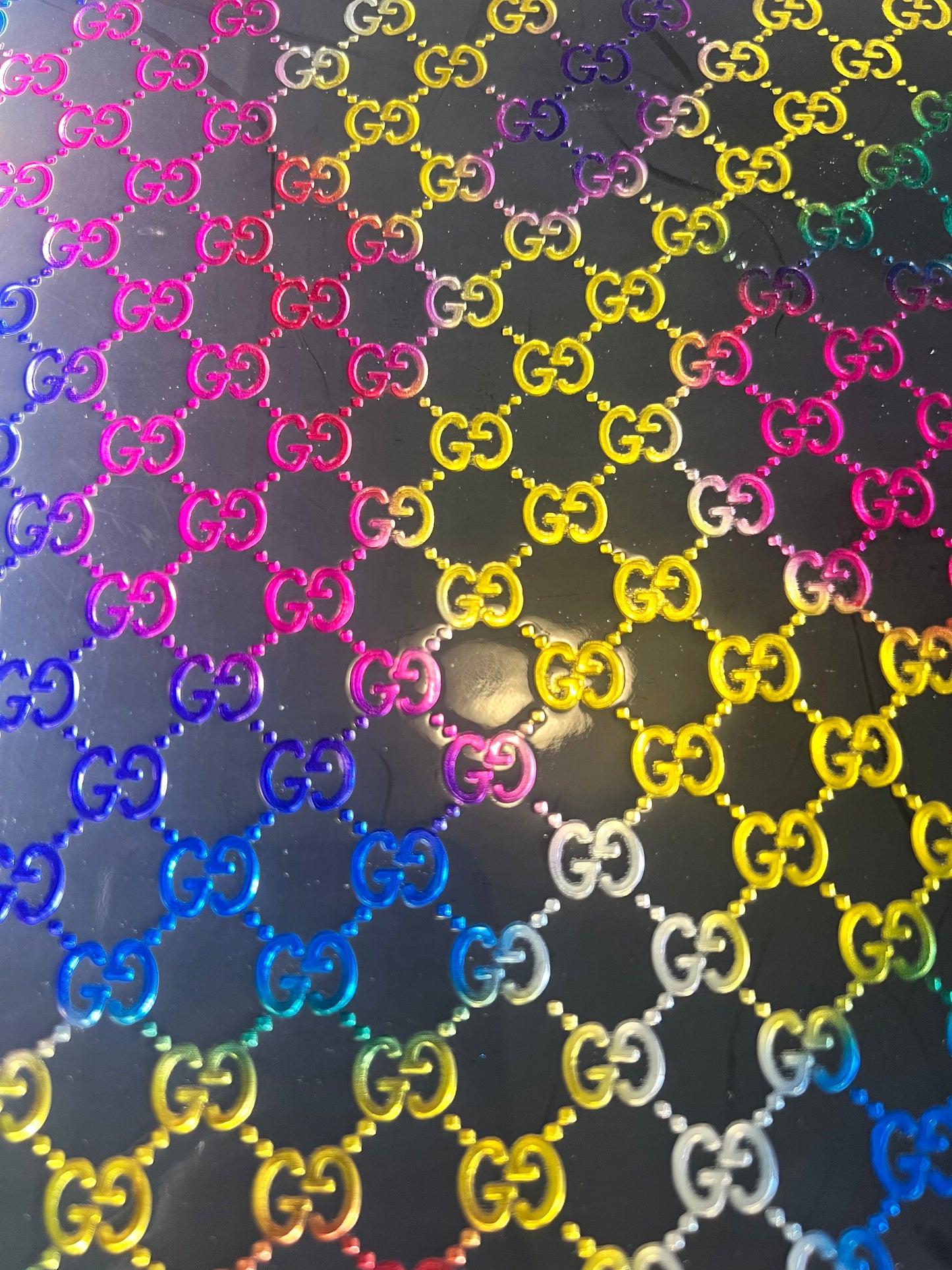 Holographic Rainbow Embossed Faux Leather Sheet