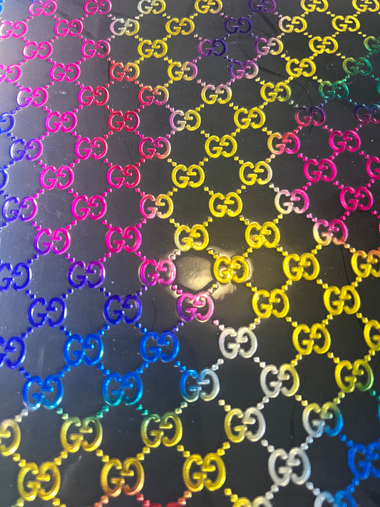 Holographic Rainbow Embossed Faux Leather Sheet