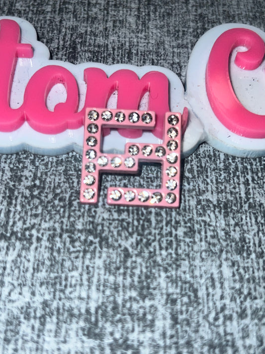 Light Pink Rhinestone Letter Charm – Bling Alphabet Charm