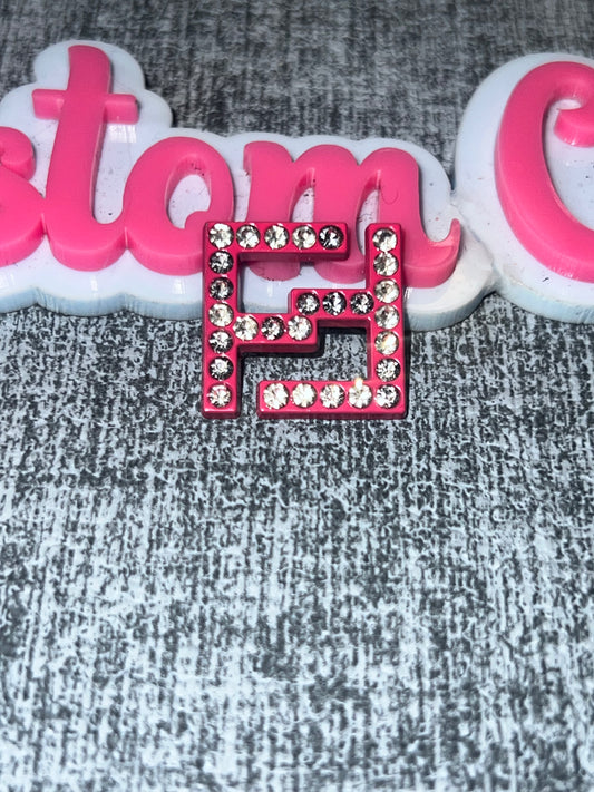 Pink Rhinestone Letter Charm – Bling Alphabet Charm