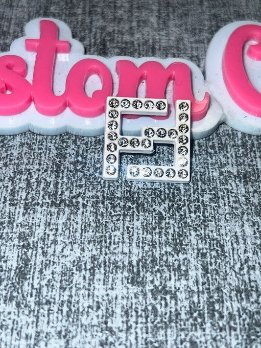 White Rhinestone Letter Charm – Bling Alphabet Charm