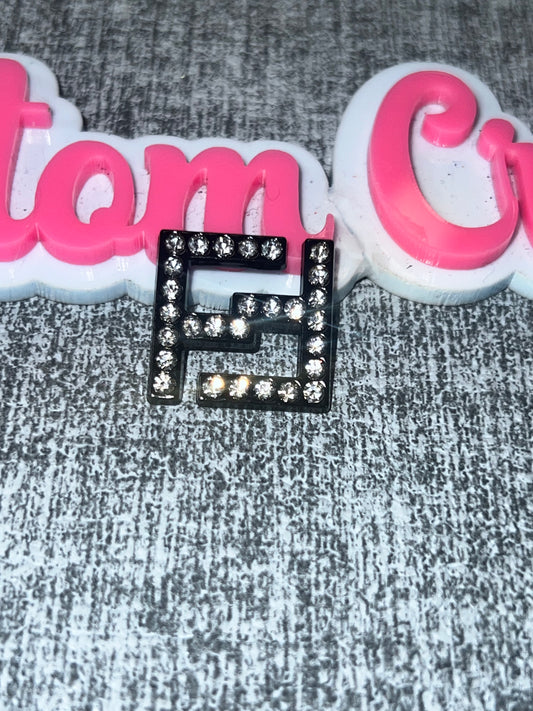 Black Rhinestone Letter Charm – Bling Alphabet Charm