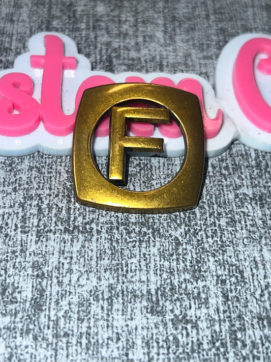 Antique Gold Framed Letter Charm – Square Metal Charm for Crafts