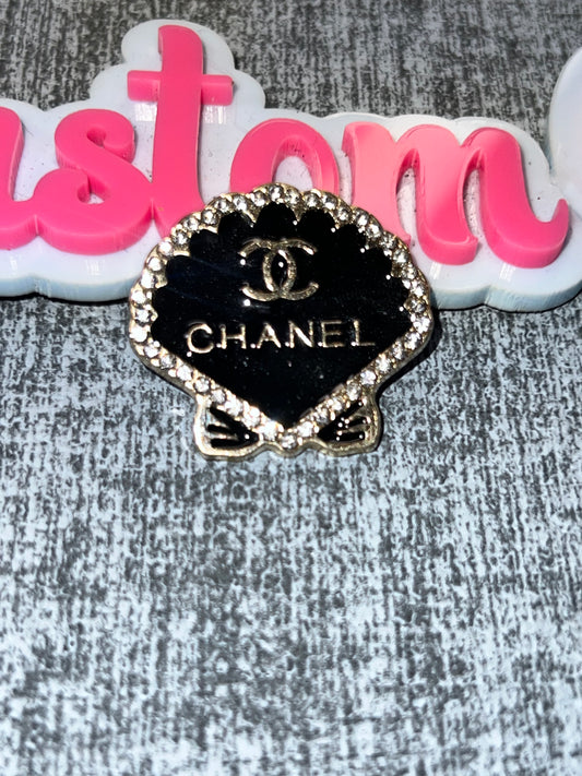 Black & Gold Rhinestone Shell Charm – Bling Luxury Inspired Charm for DIY Crafts