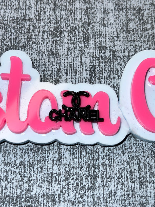 Black Gloss Word Logo Charm