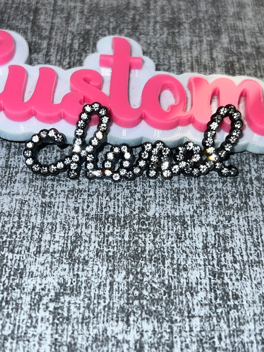 Black Rhinestone Word Charm – Bling Statement Charm for DIY Crafts