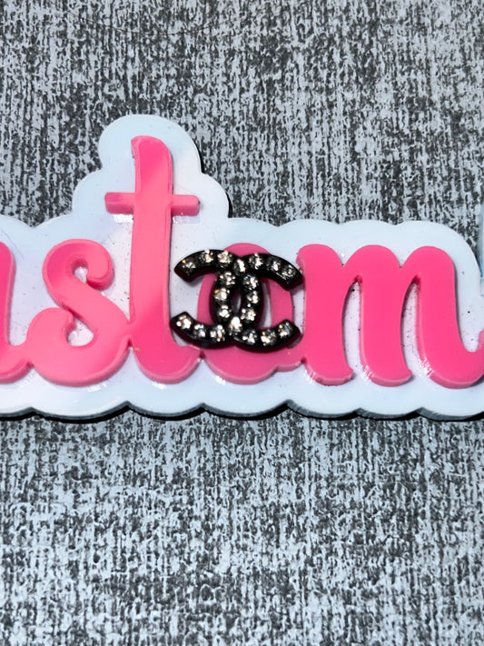 Black Rhinestone Double Letter Mini Charm – Bling Embellishment for DIY Crafts