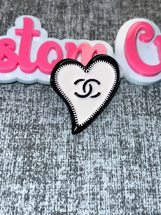 Black & White Heart Charm –Bling Charm for DIY Crafts