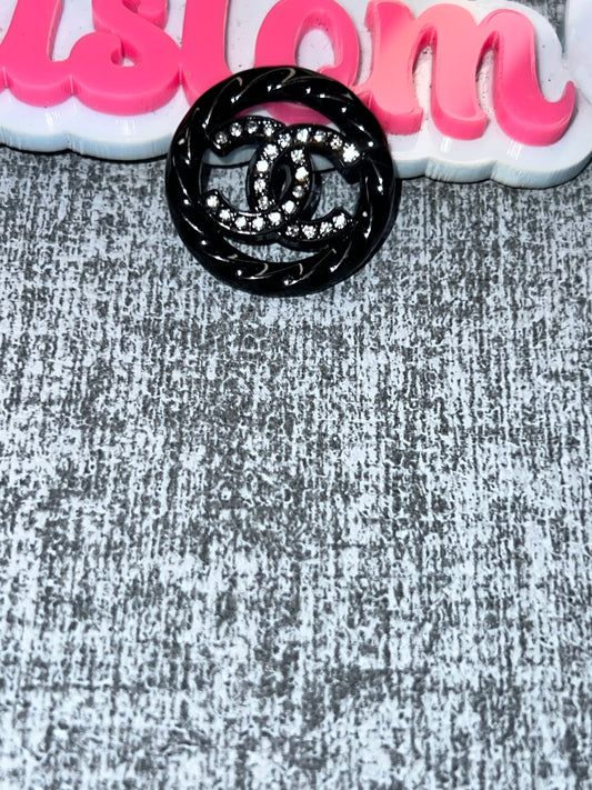 Black Rhinestone Round Swirl Charm – Bling Statement Charm for DIY Crafts