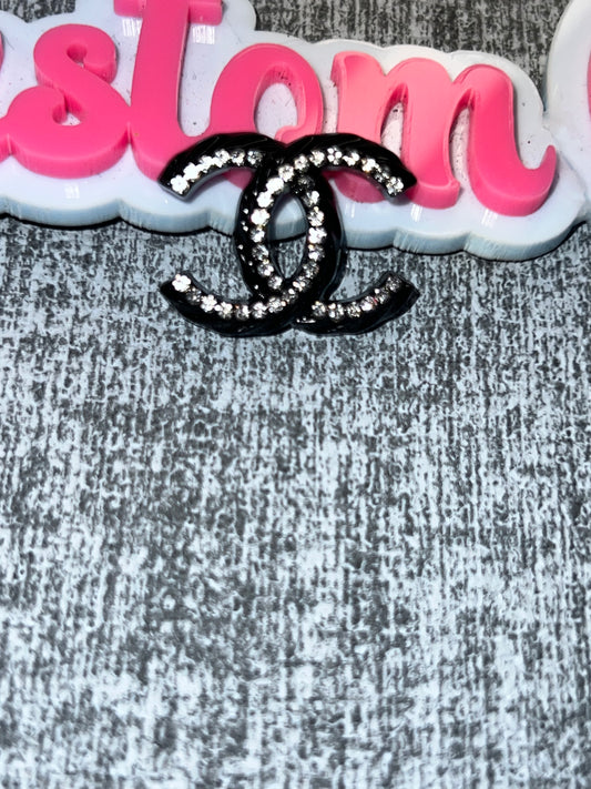Black Rhinestone Double Loop Charm – Bling DIY Craft Embellishment