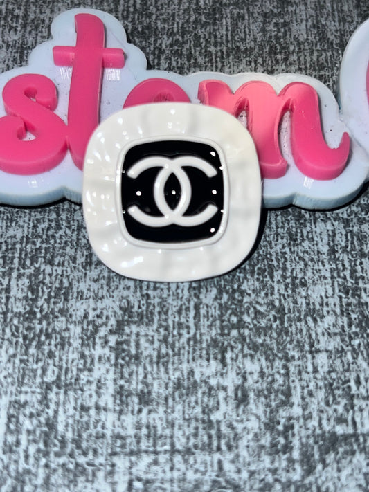 Square Frame Flatback Charm – Black & White Luxe Accent for DIY Crafts