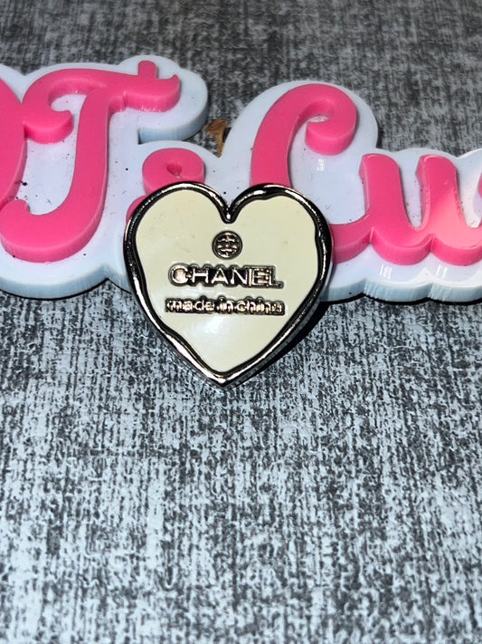 Ivory Heart Flatback Charm – Luxe Script Accent for DIY Crafts
