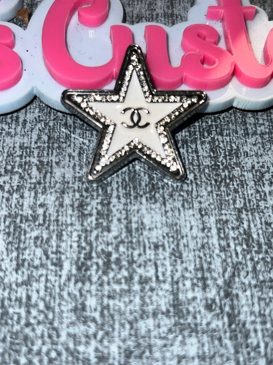 Star Shape Rhinestone Flatback Charm – Black & White Luxe Accent for DIY Crafts