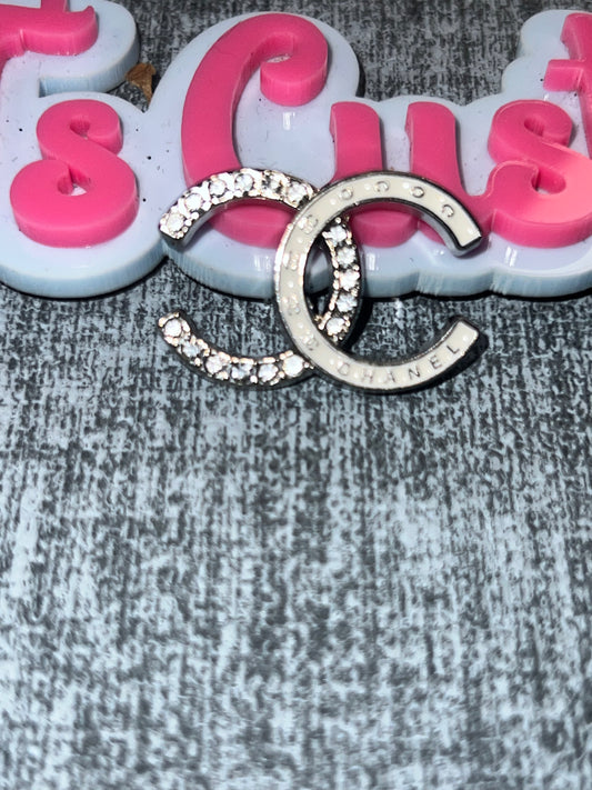Open Double Loop Rhinestone Flatback Charm – Silver Luxe Craft Accent