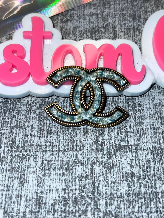 Textured Blue & Gold Double Loop Charm – Luxe Statement Charm
