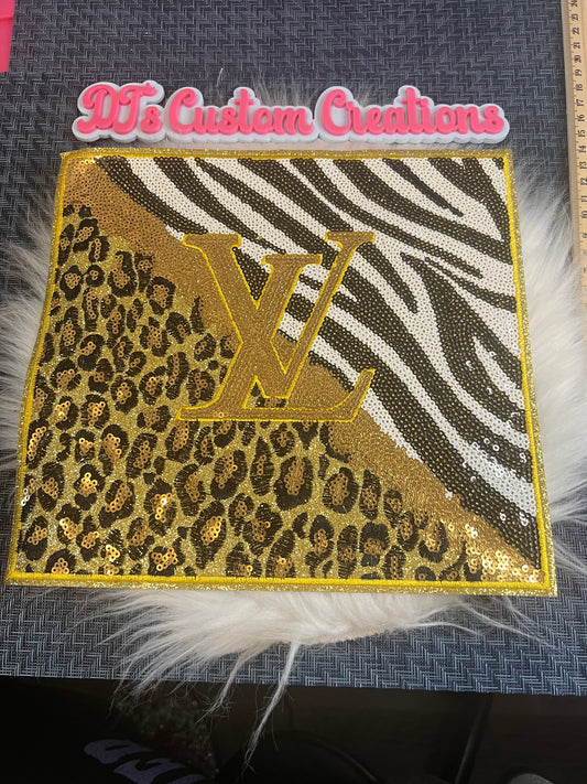 Sequin Leopard Zebra Gold White Black LV