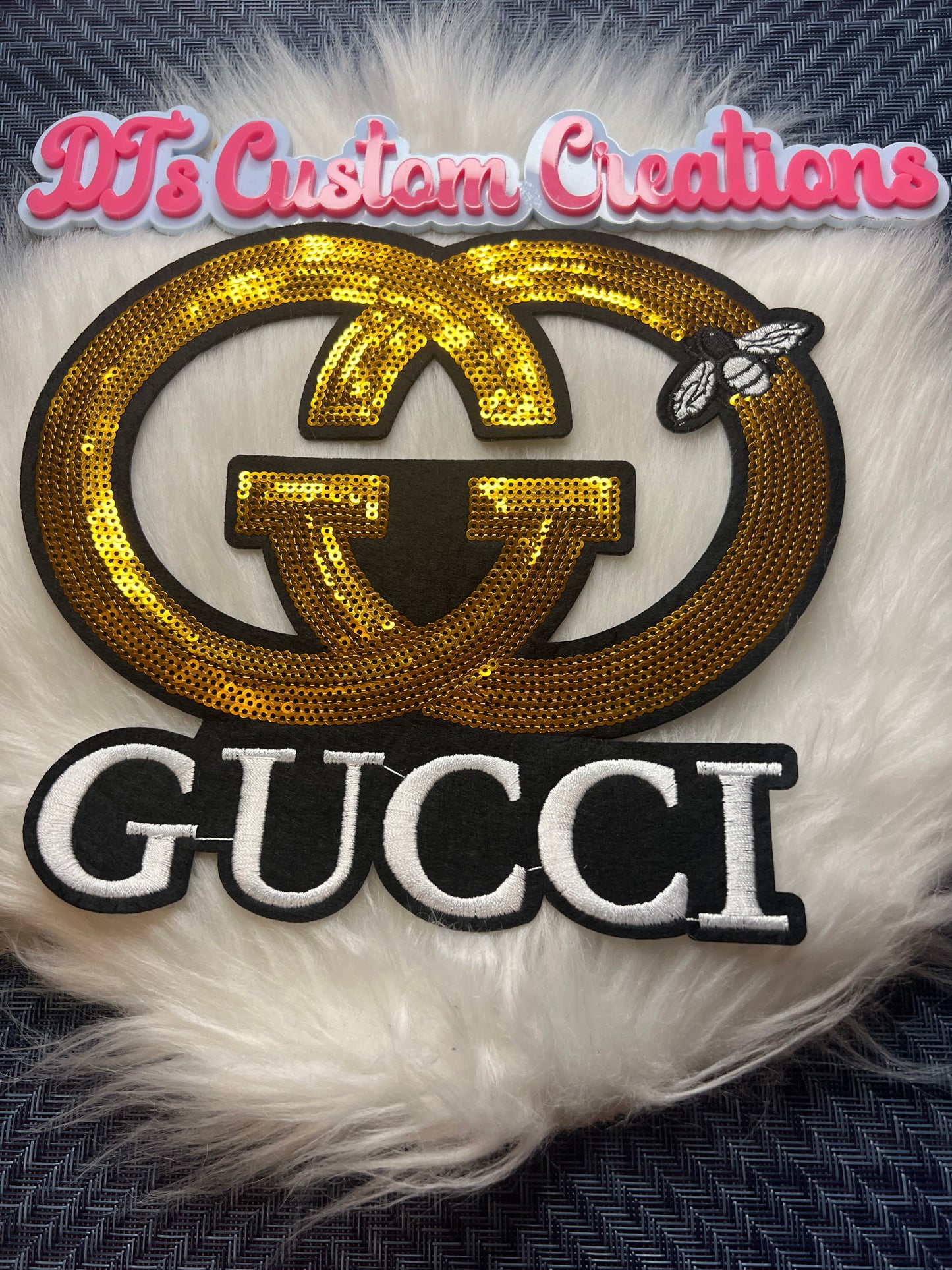 Sequin Gold White with Bee GG