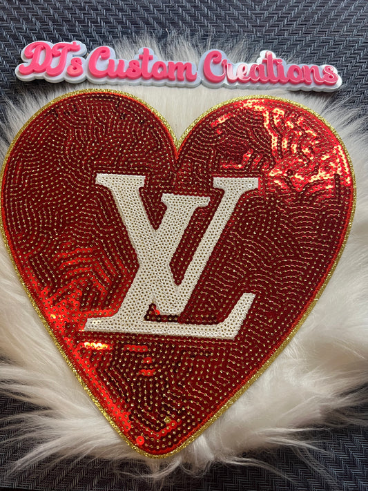 Sequin Red Trim Gold LV