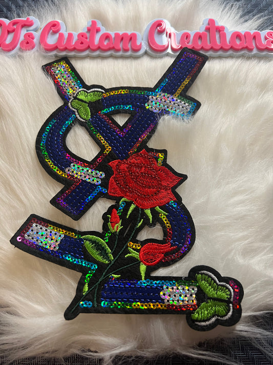 Sequin Rose Blue White YSL