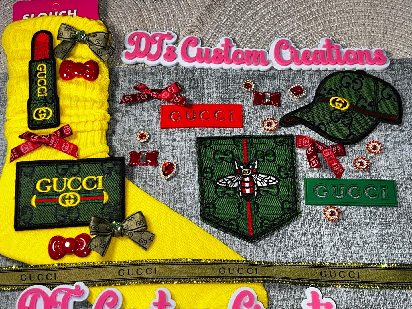 Yellow Luxe Designer Style DIY Sock Kit – Statement Patch & Bling Craft Kit
