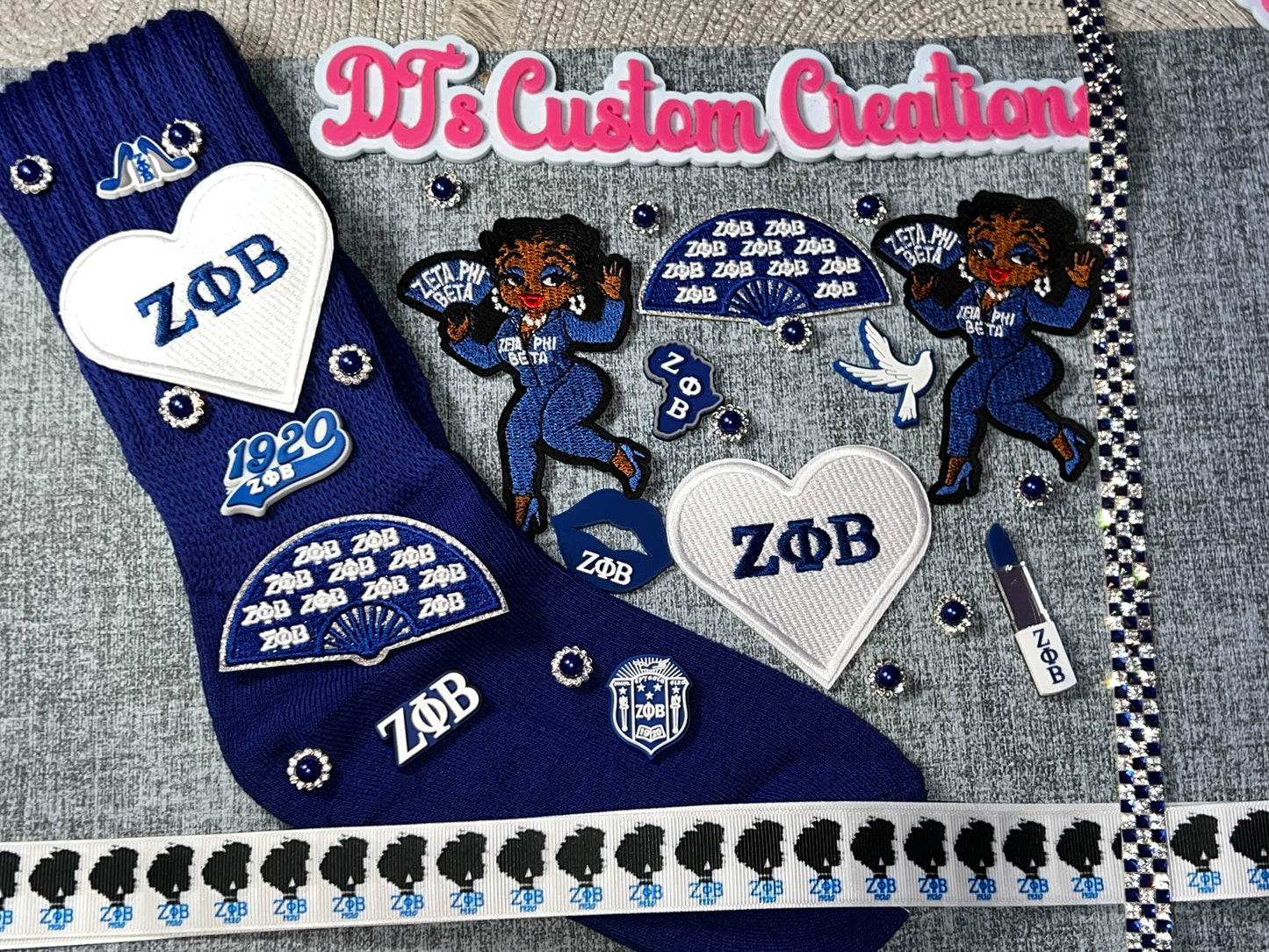 Royal Blue Sorority Inspired DIY Sock Kit – Patch & Bling Craft Set