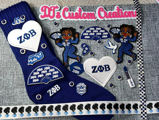 Royal Blue Sorority Inspired DIY Sock Kit – Patch & Bling Craft Set