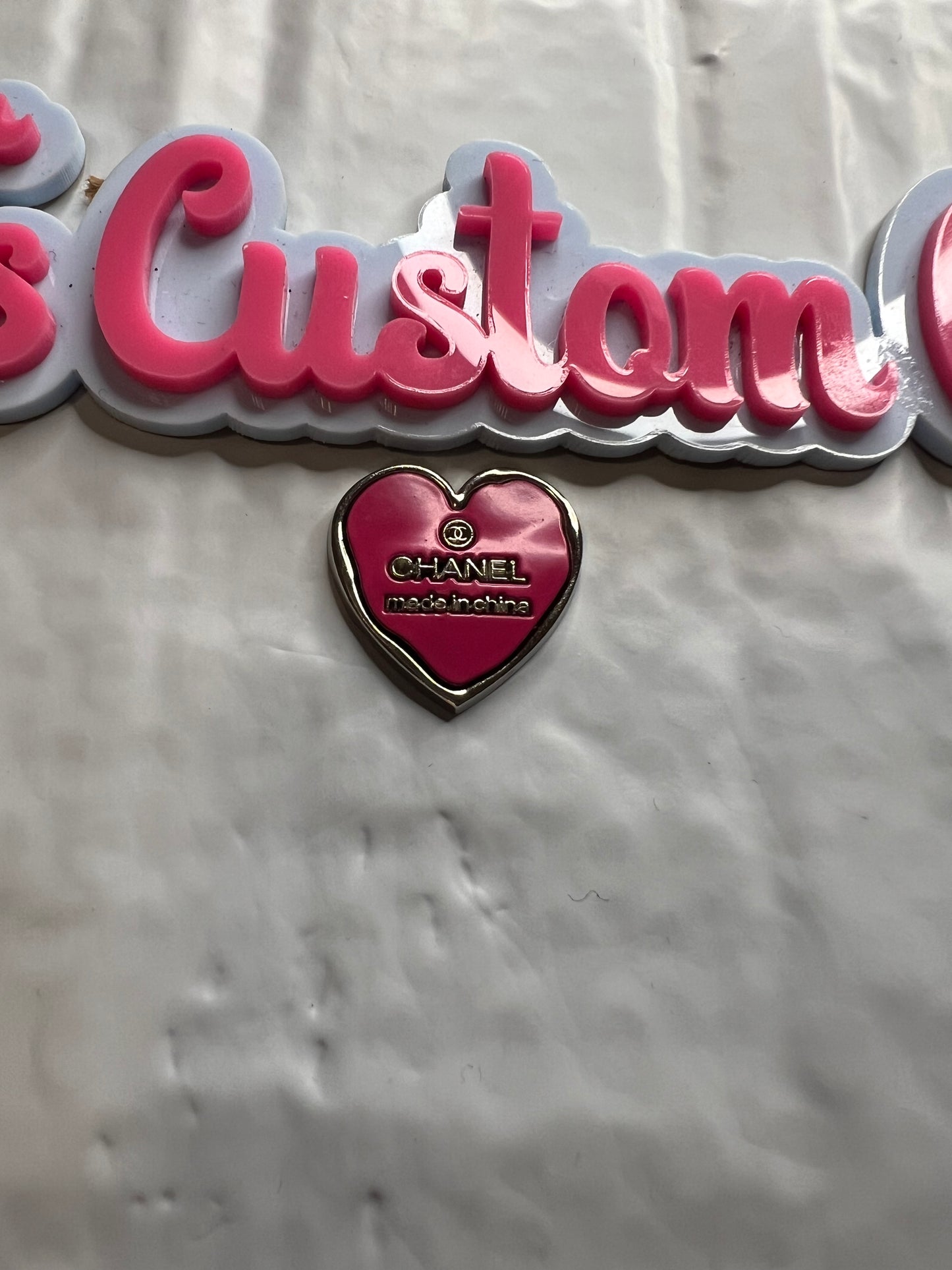 Hot Pink Silver CC Heart