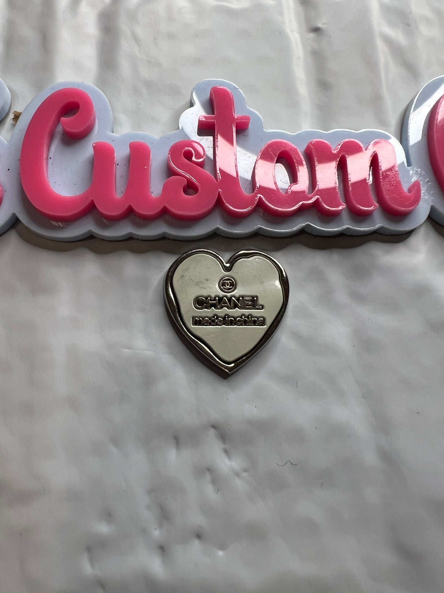White Silver CC Heart