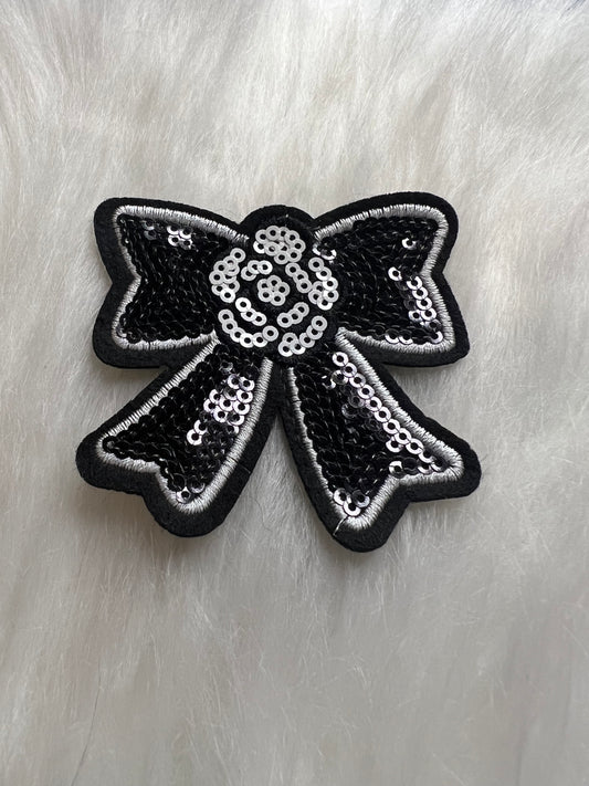 Black White Sequin Bow